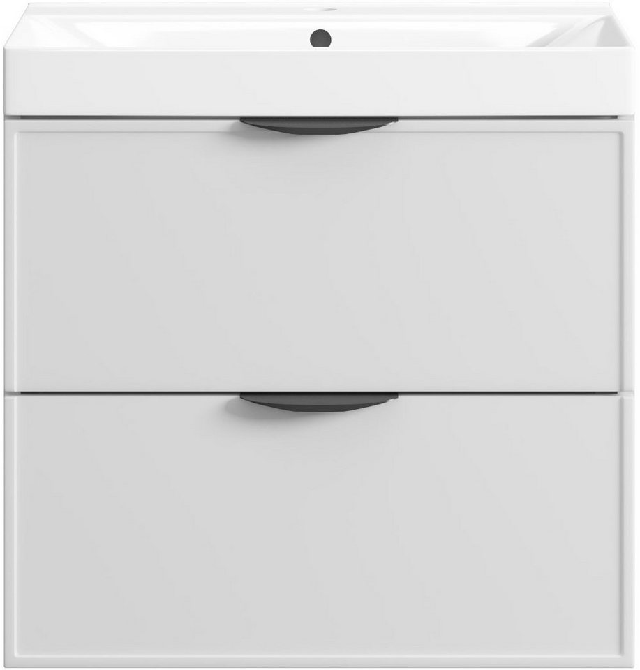 welltime Waschtisch FLOW SIMPLE mit Waschbecken, Breite 60 oder 80cm, modernes Design, Schrank mit 2 Schubladen, Soft-Close-Function, in 2 Breiten erhältlich – Bild 4 von 5