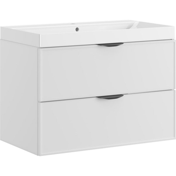 welltime Waschtisch FLOW SIMPLE mit Waschbecken, Breite 60 oder 80cm, modernes Design, Schrank mit 2 Schubladen, Soft-Close-Function, in 2 Breiten erhältlich