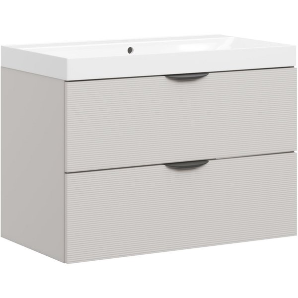 welltime Waschtisch FLOW STRIPE mit Waschbecken, Breite 60 oder 80cm, modernes Design, Schrank mit 2 Schubladen, Soft-Close-Function, in 2 Breiten erhältlich