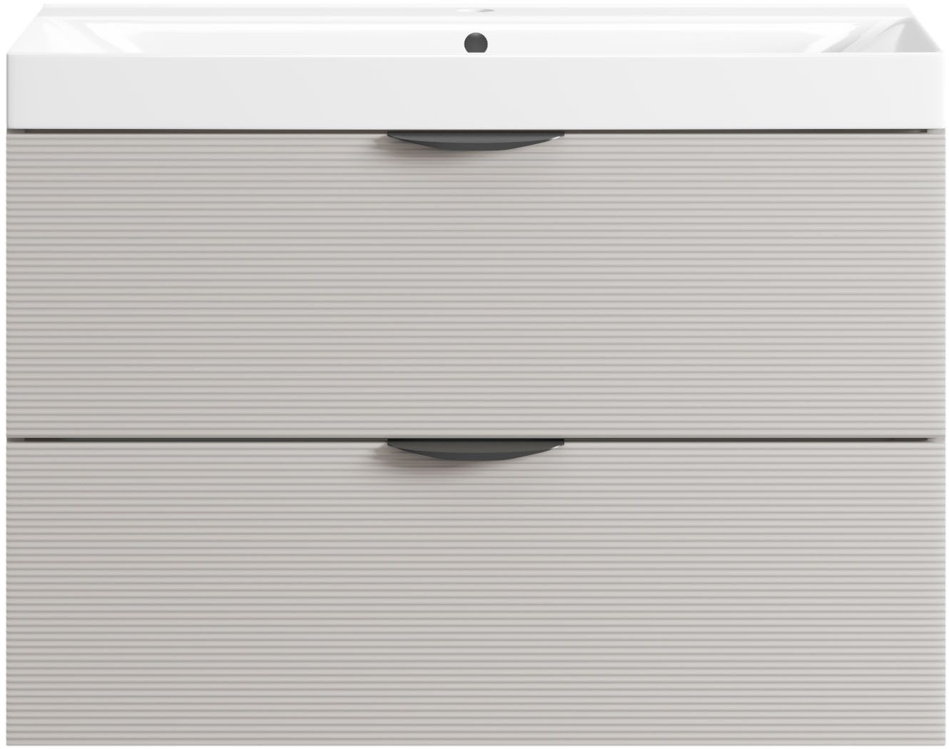 welltime Waschtisch FLOW STRIPE mit Waschbecken, Breite 60 oder 80cm, modernes Design, Schrank mit 2 Schubladen, Soft-Close-Function, in 2 Breiten erhältlich – Bild 4 von 5