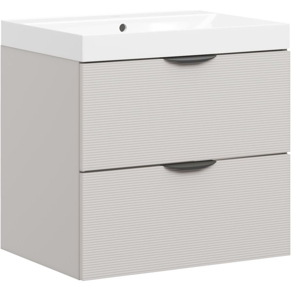 welltime Waschtisch FLOW STRIPE mit Waschbecken, Breite 60 oder 80cm, modernes Design, Schrank mit 2 Schubladen, Soft-Close-Function, in 2 Breiten erhältlich