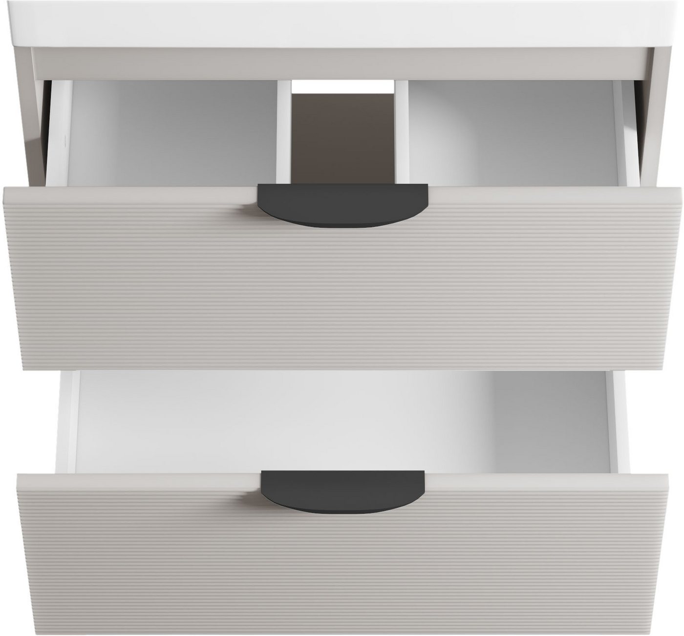 welltime Waschtisch FLOW STRIPE mit Waschbecken, Breite 60 oder 80cm, modernes Design, Schrank mit 2 Schubladen, Soft-Close-Function, in 2 Breiten erhältlich – Bild 5 von 5