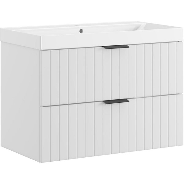 welltime Waschtisch HARMONY mit Waschbecken, Breite 60 oder 80cm, modernes Design, Schrank mit 2 Schubladen, Soft-Close-Function, Paneeloptik