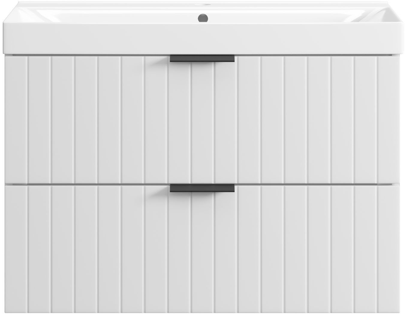 welltime Waschtisch HARMONY mit Waschbecken, Breite 60 oder 80cm, modernes Design, Schrank mit 2 Schubladen, Soft-Close-Function, Paneeloptik – Bild 4 von 5