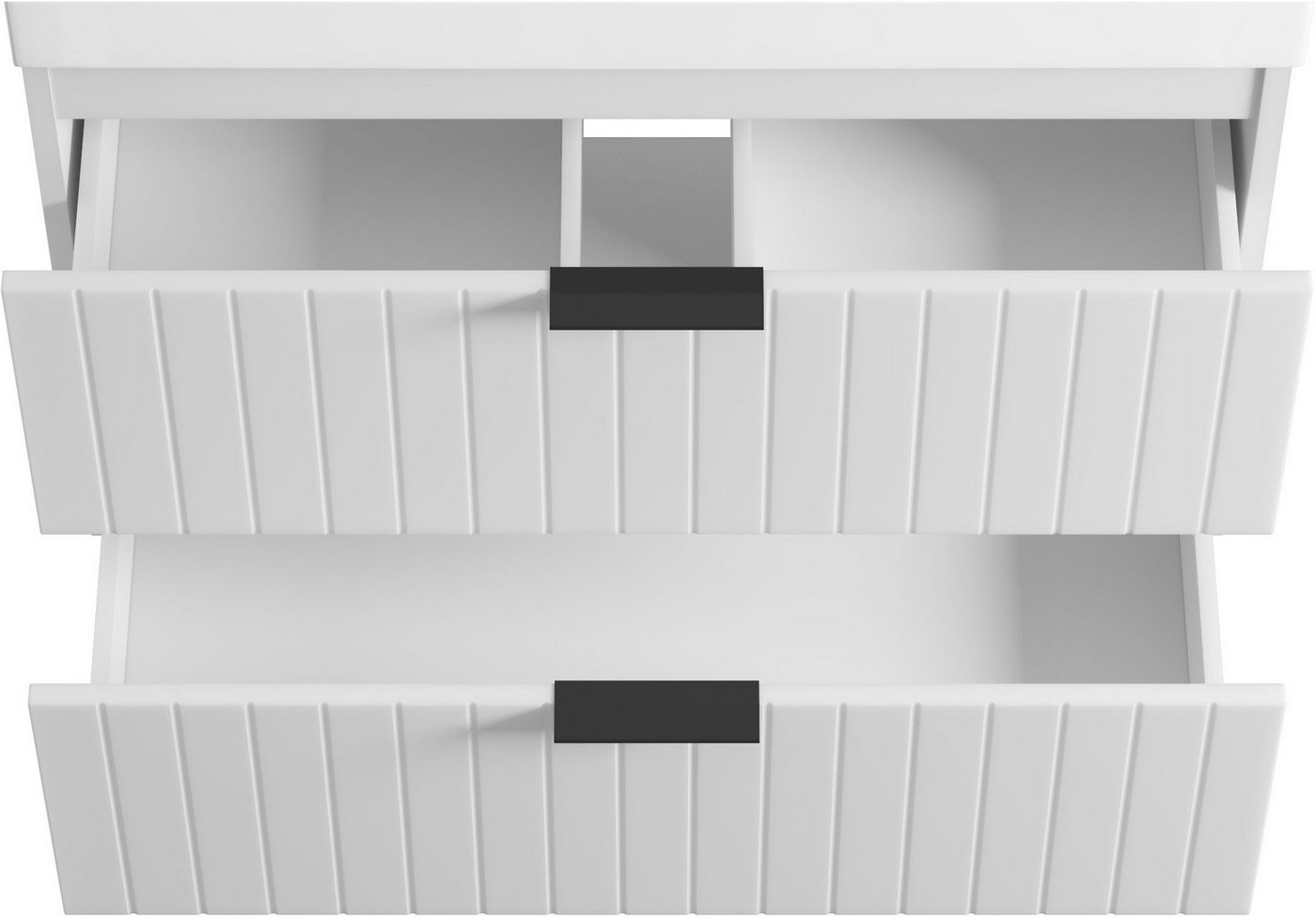 welltime Waschtisch HARMONY mit Waschbecken, Breite 60 oder 80cm, modernes Design, Schrank mit 2 Schubladen, Soft-Close-Function, Paneeloptik – Bild 5 von 5