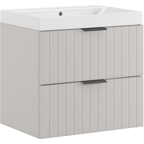welltime Waschtisch HARMONY mit Waschbecken, Breite 60 oder 80cm, modernes Design, Schrank mit 2 Schubladen, Soft-Close-Function, Paneeloptik