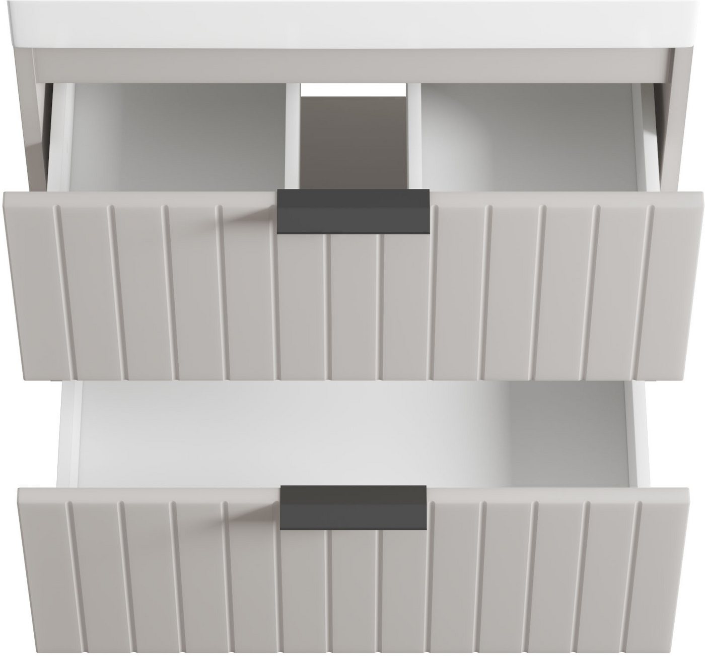 welltime Waschtisch HARMONY mit Waschbecken, Breite 60 oder 80cm, modernes Design, Schrank mit 2 Schubladen, Soft-Close-Function, Paneeloptik – Bild 5 von 5