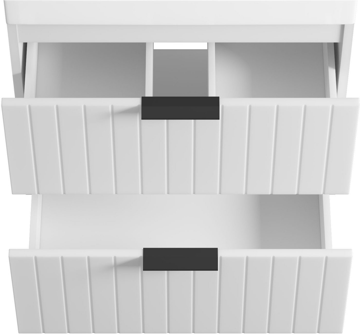 welltime Waschtisch HARMONY mit Waschbecken, Breite 60 oder 80cm, modernes Design, Schrank mit 2 Schubladen, Soft-Close-Function, Paneeloptik – Bild 5 von 5
