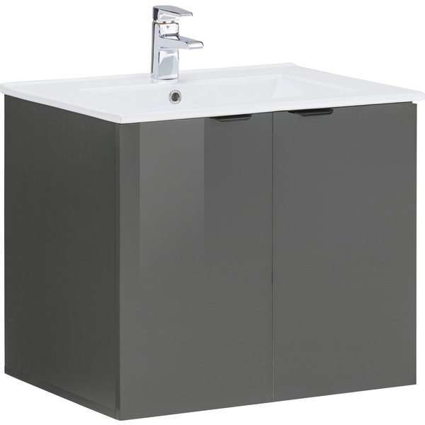 welltime Waschtisch Lage, mit 2 Türen und einem Handwaschbecken aus Keramik, 61 cm breit