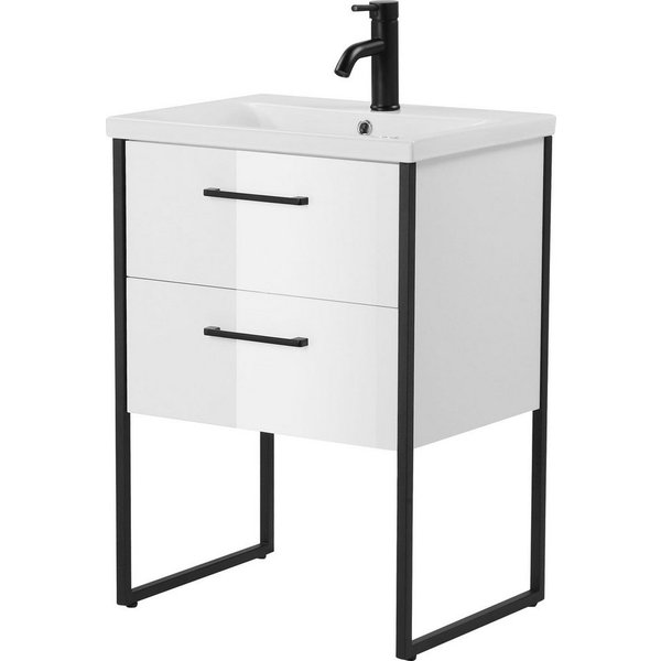 welltime Waschtisch Paris, Breite 60cm, Badmöbel Loft Design, Metall, inkl. Waschbecken