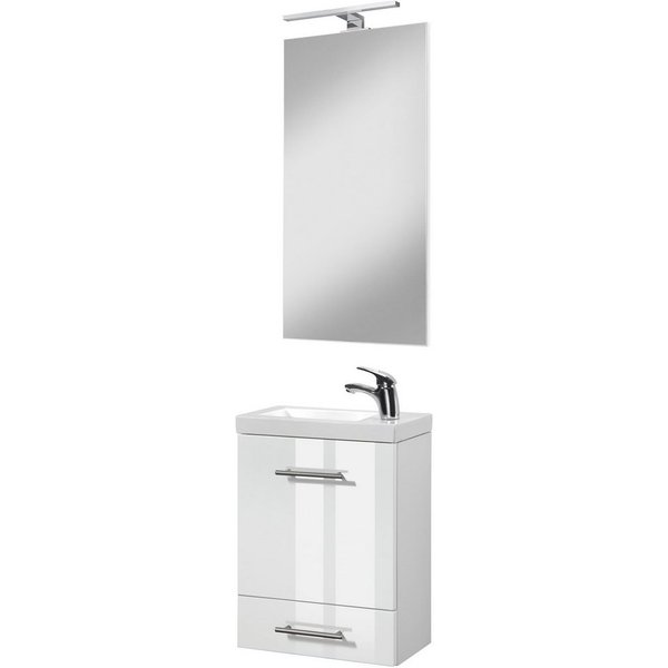 welltime Waschtisch-Set Trento, verschiedene Ausführungen und Farben, (Set, 4-St), Badmöbel Breite 40cm, Gästebad SlimLine Gäste WC