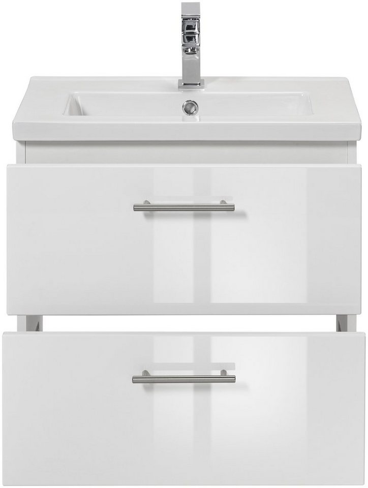 welltime Waschtisch Trento, verschiedene Ausführungen und Farben, Breite 60 cm, Tiefe 36 cm, SlimLine Badmöbel, Waschplatz – Bild 2 von 5