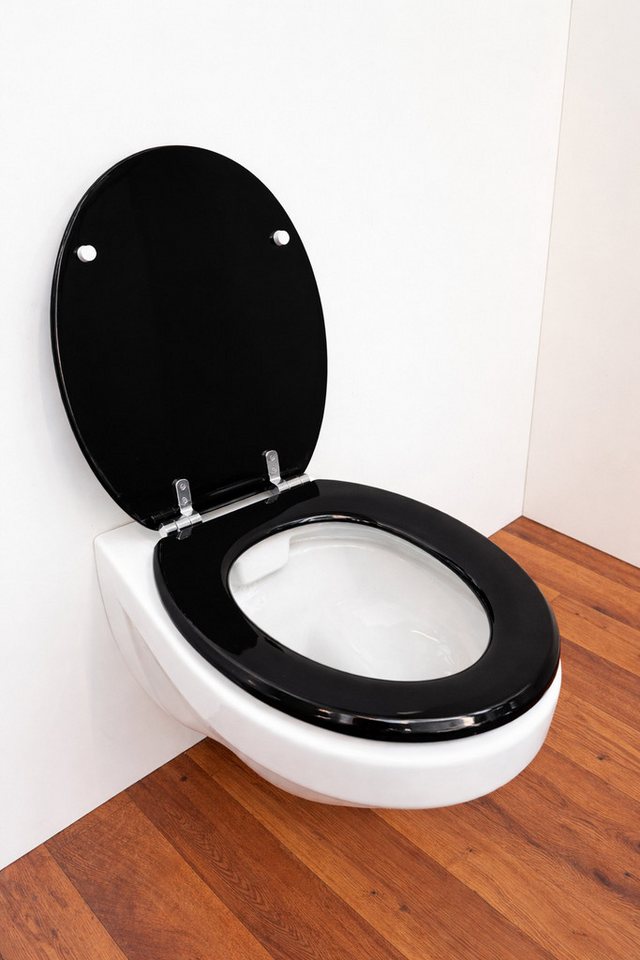 welltime WC-Sitz Classic Colours, Kratzfester Klo-Sitz mit einem Holzkern und Absenkautomatik – Bild 4 von 5