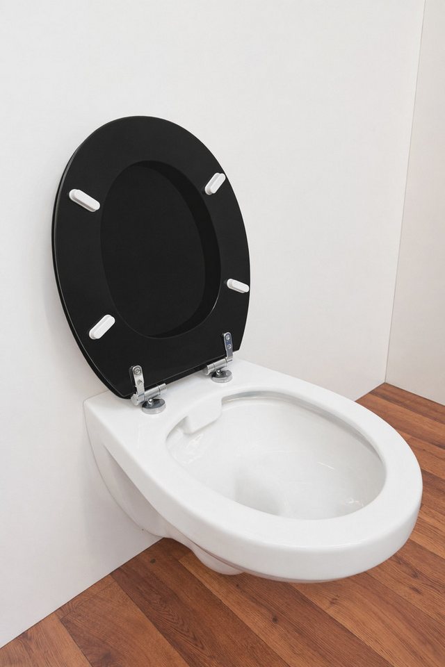 welltime WC-Sitz Classic Colours, Kratzfester Klo-Sitz mit einem Holzkern und Absenkautomatik – Bild 5 von 5