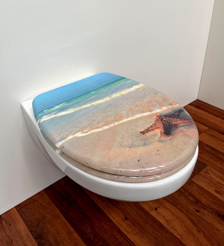 welltime WC-Sitz Classic Decor, Kratzfester Duroplast Klo-Sitz mit Absenkautomatik & Schnellverschluss – Bild 2 von 5