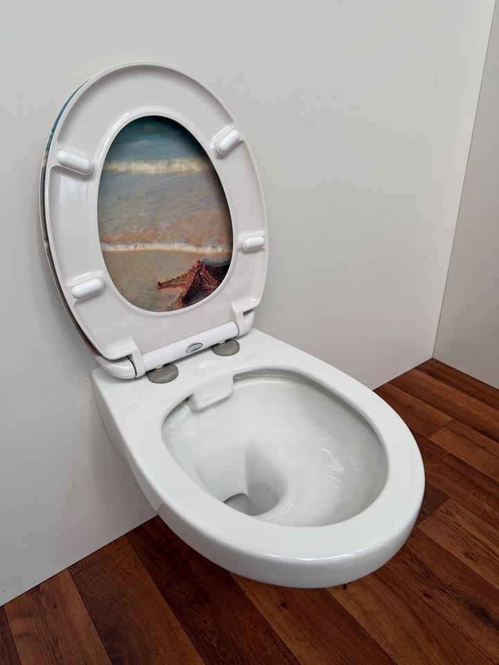 welltime WC-Sitz Classic Decor, Kratzfester Duroplast Klo-Sitz mit Absenkautomatik & Schnellverschluss – Bild 5 von 5