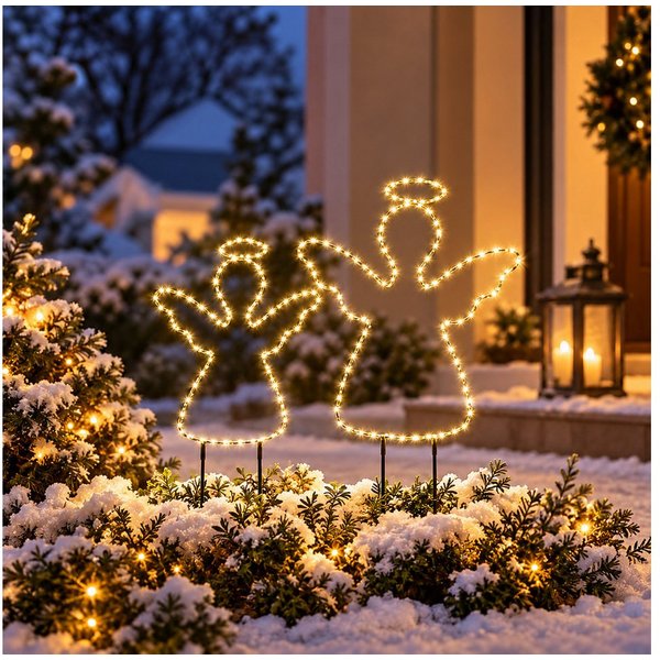 Weltbild Gartenstecker XXL Engelchen 2er Set Silhouette Weihnachtsdeko Adventsdeko Gartendeko Engel Gartenbeleuchtung Außenbeleuchtung Dekofiguren Gartenstecker