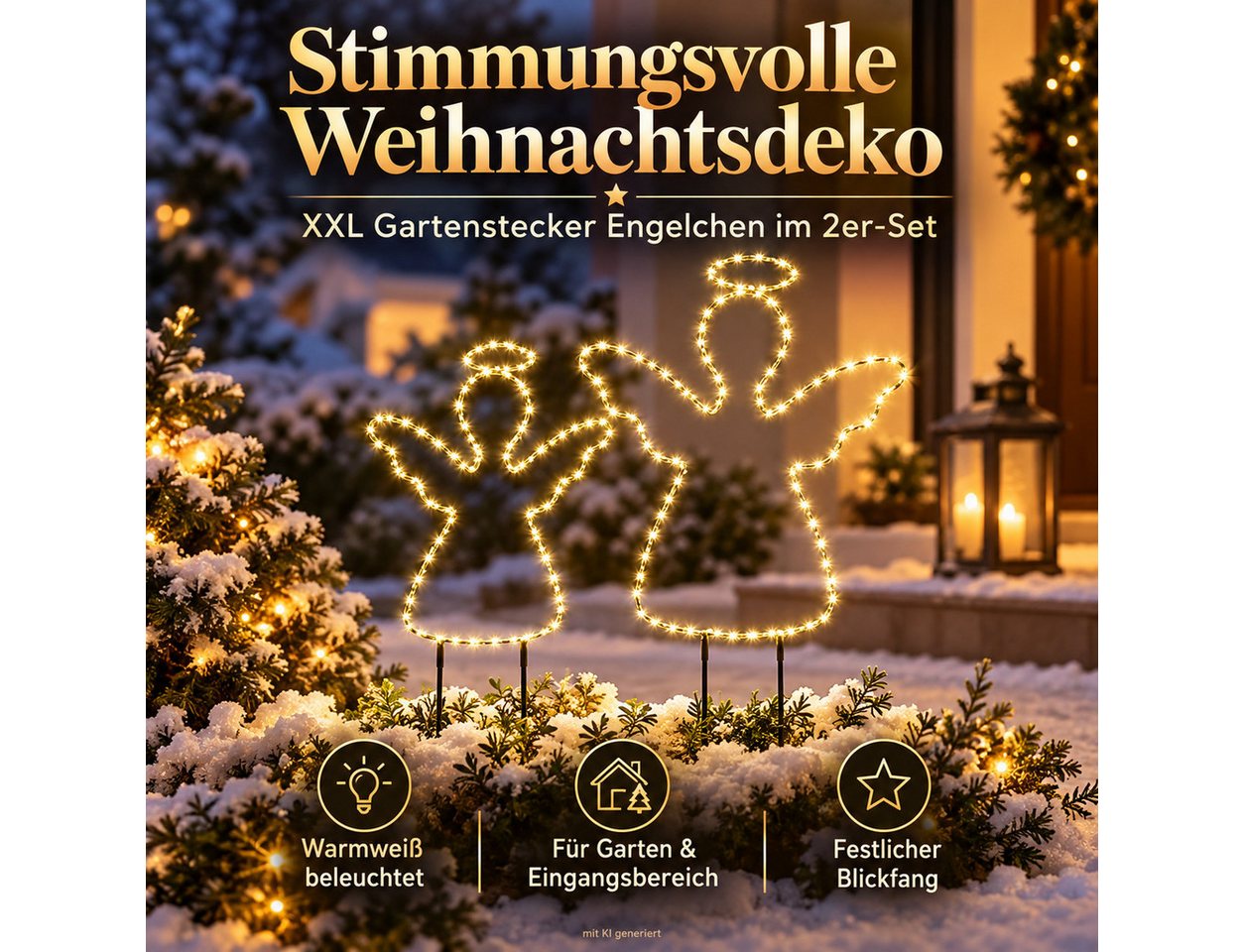 Weltbild Gartenstecker XXL Engelchen 2er Set Silhouette Weihnachtsdeko Adventsdeko Gartendeko Engel Gartenbeleuchtung Außenbeleuchtung Dekofiguren Gartenstecker – Bild 2 von 5