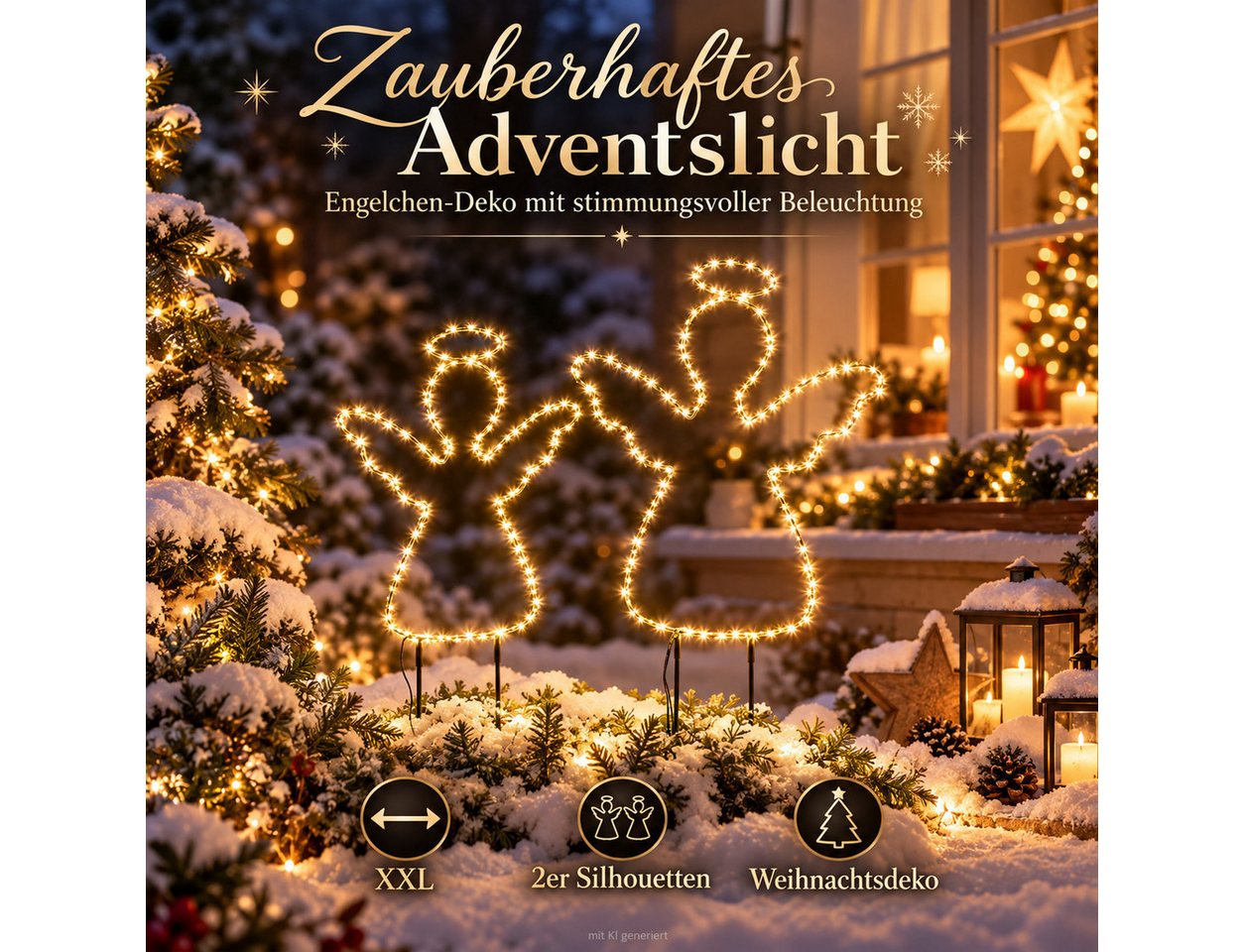 Weltbild Gartenstecker XXL Engelchen 2er Set Silhouette Weihnachtsdeko Adventsdeko Gartendeko Engel Gartenbeleuchtung Außenbeleuchtung Dekofiguren Gartenstecker – Bild 5 von 5