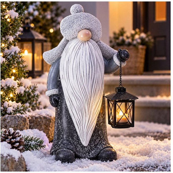 Weltbild Gartenzwerg Gartenfigur Gartendeko Zwerg Laterne Dekofigur Garten Dekoration 40cm, Wichtel Figur Vorgarten Terrasse Balkon Beet Dekoration Outdoor