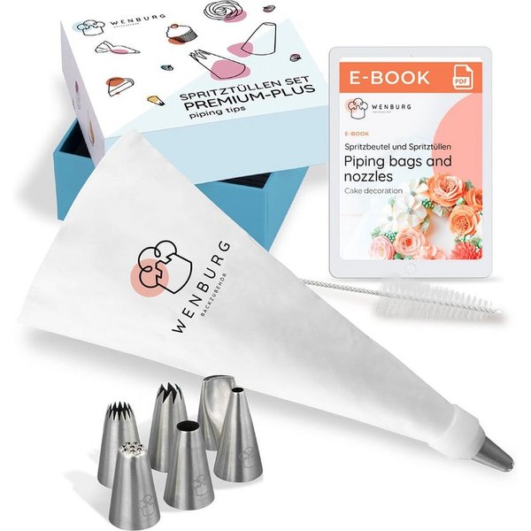 Wenburg Back-Set 10er-Set Premium Plus Kuchendekorationsset, Torten Kuchen Muffins Cupcakes Kupplungen Spritztüllen Sahne Creme