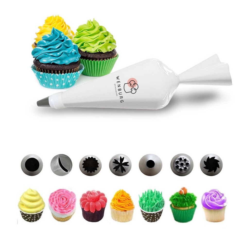 Wenburg Back-Set 10er-Set Premium Plus Kuchendekorationsset, Torten Kuchen Muffins Cupcakes Kupplungen Spritztüllen Sahne Creme – Bild 2 von 5