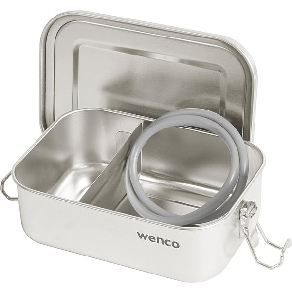 Wenco Lunchbox 650 ml, 2-fach unterteilt, Brotdose Edelstahl Auslaufsicher BPA frei, (1-tlg., 15 x 11,3 x 5 cm), Ideal als Bento- Dose für das Mittagessen oder 