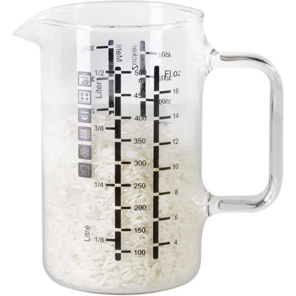 Wenco Messbecher 500 ml Glas hitzebeständig, Küchenbehälter, (1-St., ca. 13 x 13 x 8 cm), Glas, 500 ml, hitzebeständig, präzise Skala, Mikrowellengeeignet