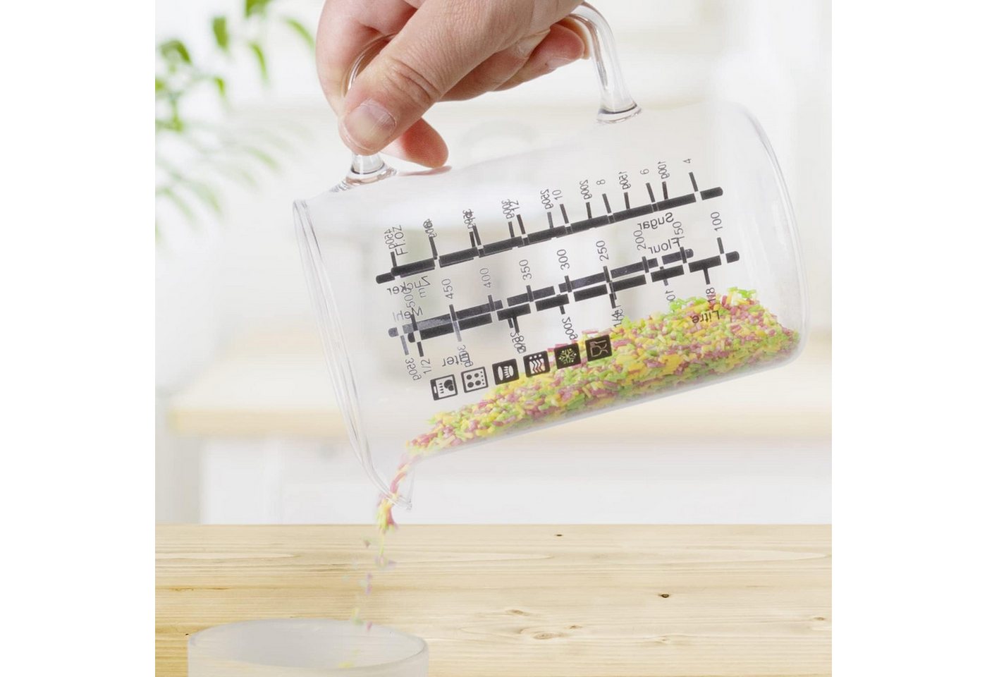 Wenco Messbecher 500 ml Glas hitzebeständig, Küchenbehälter, (1-St., ca. 13 x 13 x 8 cm), Glas, 500 ml, hitzebeständig, präzise Skala, Mikrowellengeeignet – Bild 2 von 5