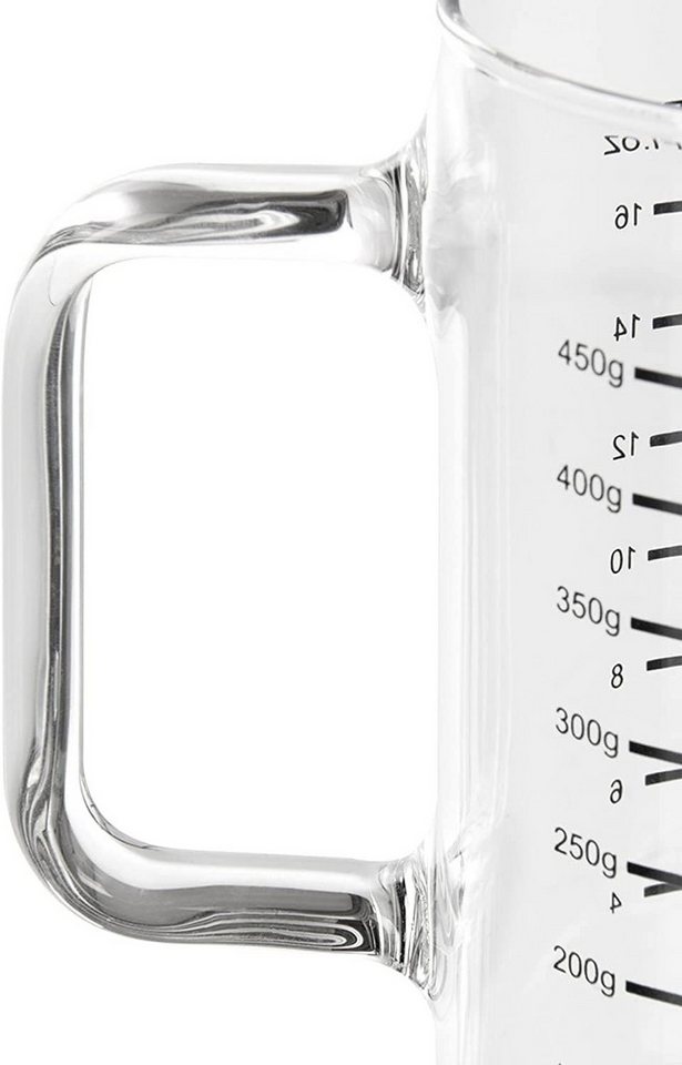 Wenco Messbecher 500 ml Glas hitzebeständig, Küchenbehälter, (1-St., ca. 13 x 13 x 8 cm), Glas, 500 ml, hitzebeständig, präzise Skala, Mikrowellengeeignet – Bild 3 von 5
