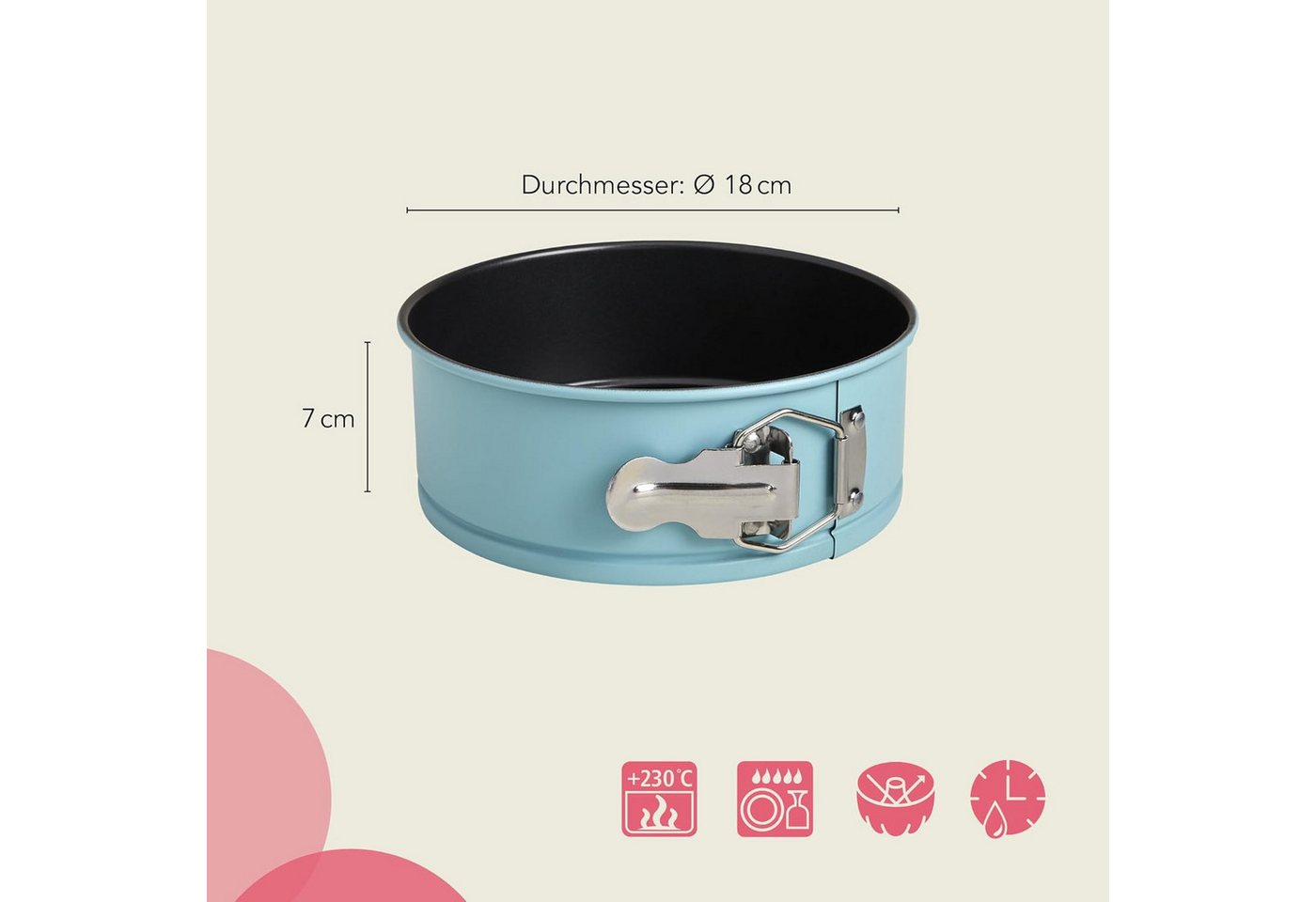 Wenco Springform 18 cm Tortenform rund, Antihaftbeschichtung, Hitzebeständig, Ofenfest, Strapazierfähig – Bild 2 von 5