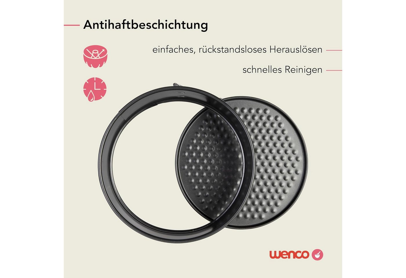 Wenco Springform 18 cm Tortenform rund, Antihaftbeschichtung, Hitzebeständig, Ofenfest, Strapazierfähig – Bild 3 von 5