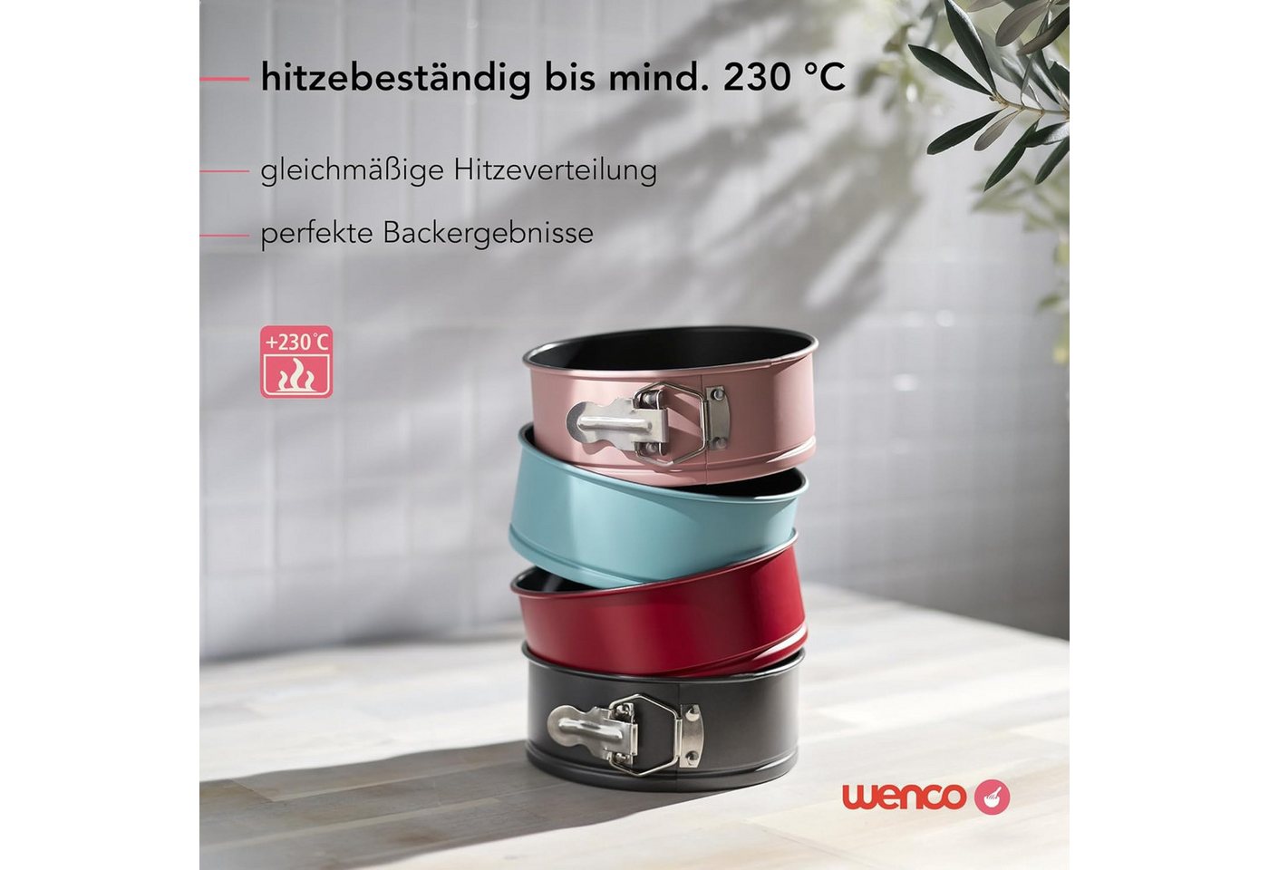 Wenco Springform 18 cm Tortenform rund, Antihaftbeschichtung, Hitzebeständig, Ofenfest, Strapazierfähig – Bild 5 von 5