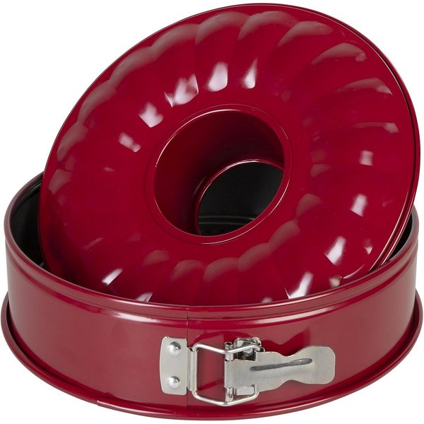 Wenco Springform Ø 26 cm, runde Kuchenform mit Flachboden, (3-tlg), auslaufsicher, sehr gute Antihaftbeschichtung, rot