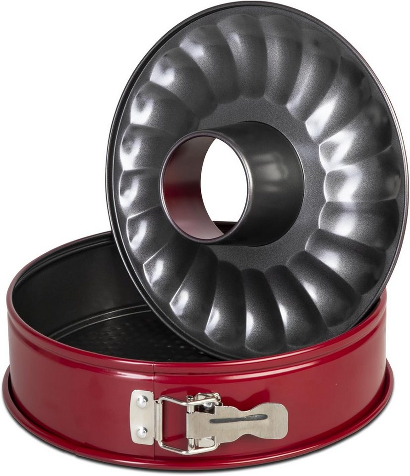 Wenco Springform Ø 26 cm, runde Kuchenform mit Flachboden, (3-tlg), auslaufsicher, sehr gute Antihaftbeschichtung, rot – Bild 3 von 5
