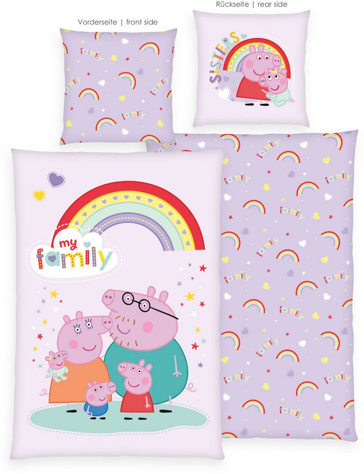 Peppa Pig Wendebettwäsche Peppa Pig, Renforcé, 2 teilig, mit fröhlichem Design – Bild 3 von 5