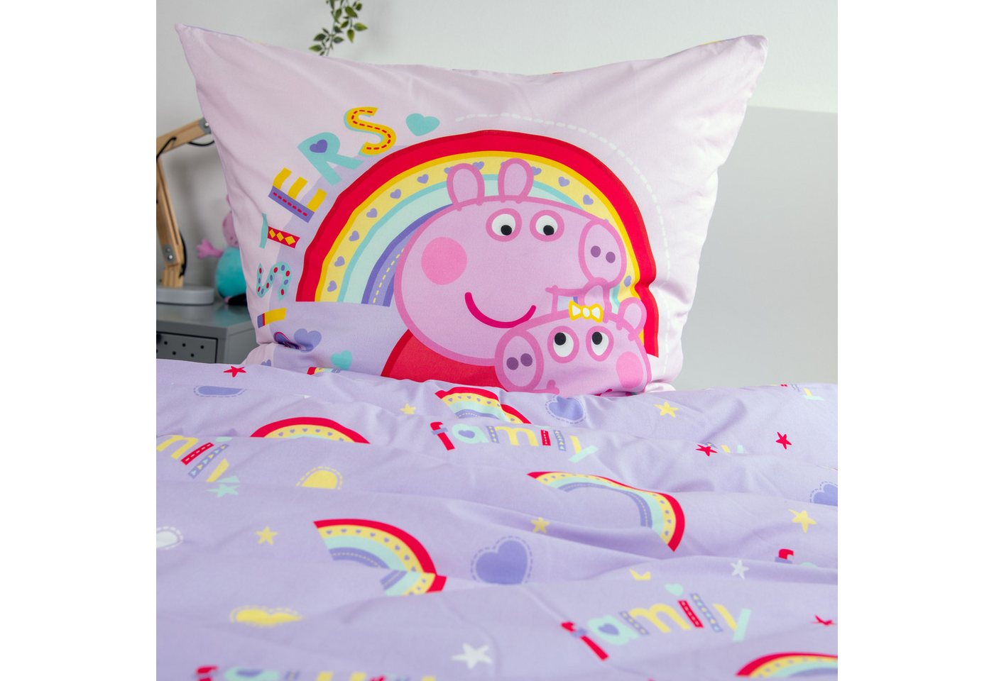 Peppa Pig Wendebettwäsche Peppa Pig, Renforcé, 2 teilig, mit fröhlichem Design – Bild 4 von 5