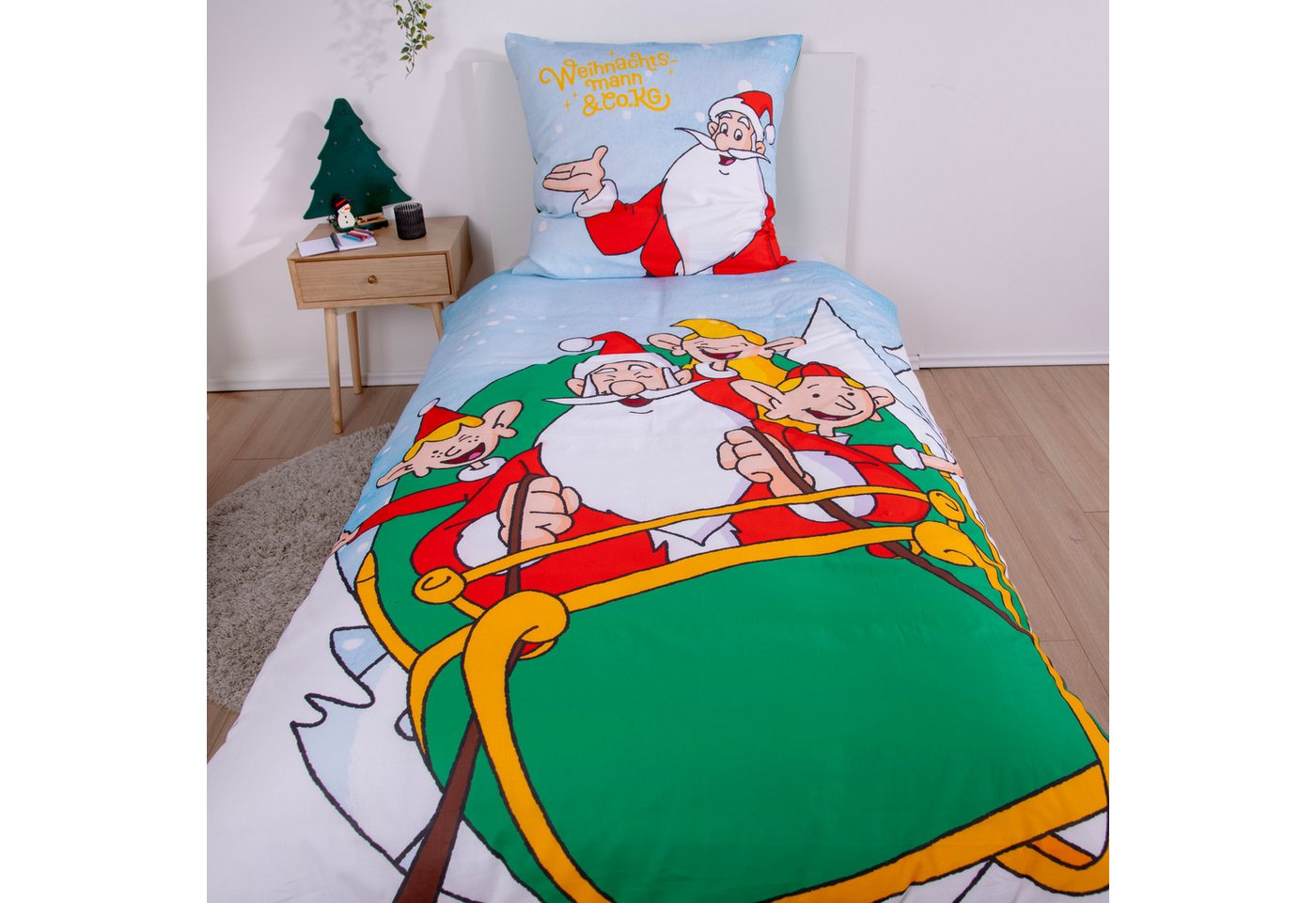 Wendebettwäsche Weihnachtsmann Co. KG, Flanell, 2 teilig, mit weihnachtlichem Motiv – Bild 2 von 5