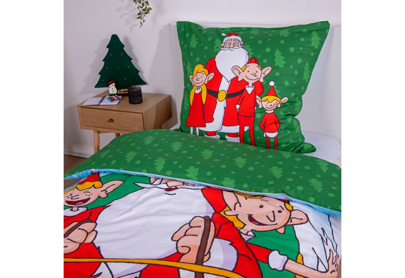 Wendebettwäsche Weihnachtsmann Co. KG, Flanell, 2 teilig, mit weihnachtlichem Motiv – Bild 4 von 5