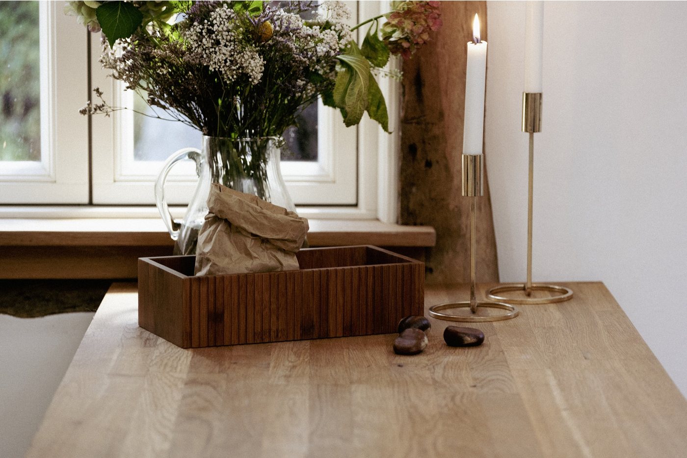 WENKO Aufbewahrungsbox Modell Mera (Set, 2 St), Organizer aus geräuchertem Bambus für die Küche, Landhaus-Stil – Bild 2 von 5