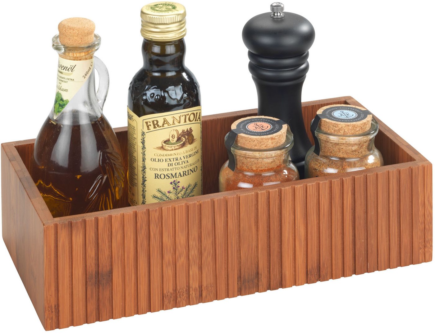 WENKO Aufbewahrungsbox Modell Mera (Set, 2 St), Organizer aus geräuchertem Bambus für die Küche, Landhaus-Stil – Bild 3 von 5