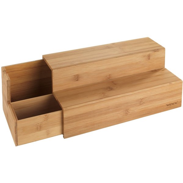 WENKO Aufbewahrungssystem Bambus Treppe, Bambus, (1-tlg), Küchenregal mit 2 Stufen und Schublade, ideal für die Arbeitsplatte
