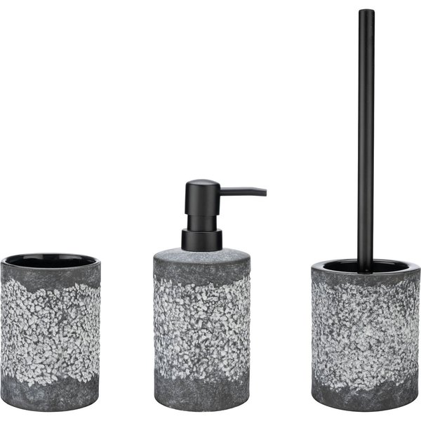 WENKO Badaccessoire-Set Anfo, Set, 3 tlg., bestehend aus Seifenspender, WC-Garnitur, Zahnputzbecher