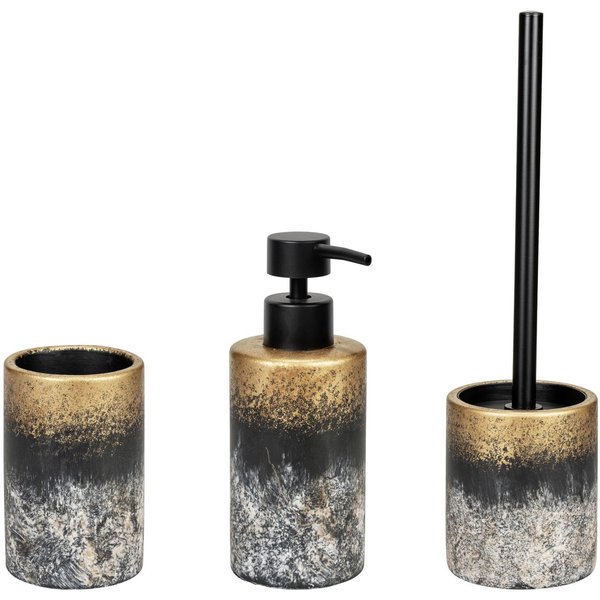 WENKO Badaccessoire-Set Lacona, Set, 3 tlg., bestehend aus Seifenspender, WC-Garnitur, Zahnputzbecher aus Beton
