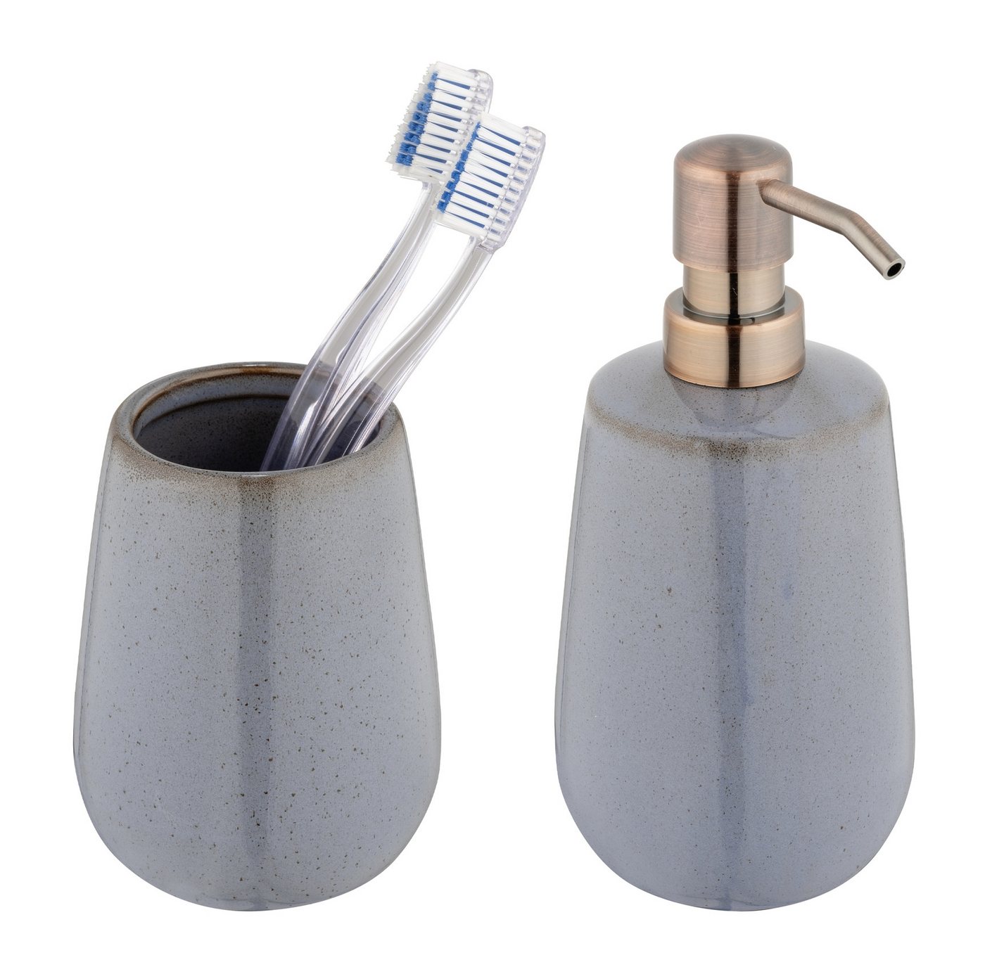 WENKO Badaccessoire-Set Sirmione, Set, Seifenspender und Zahnputzbecher, Keramik mit individueller Glasur – Bild 3 von 5