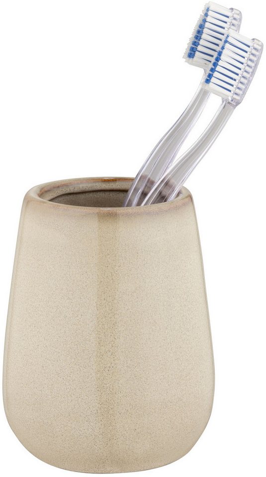 WENKO Badaccessoire-Set Sirmione, Set, Seifenspender und Zahnputzbecher, Keramik mit individueller Glasur – Bild 4 von 5