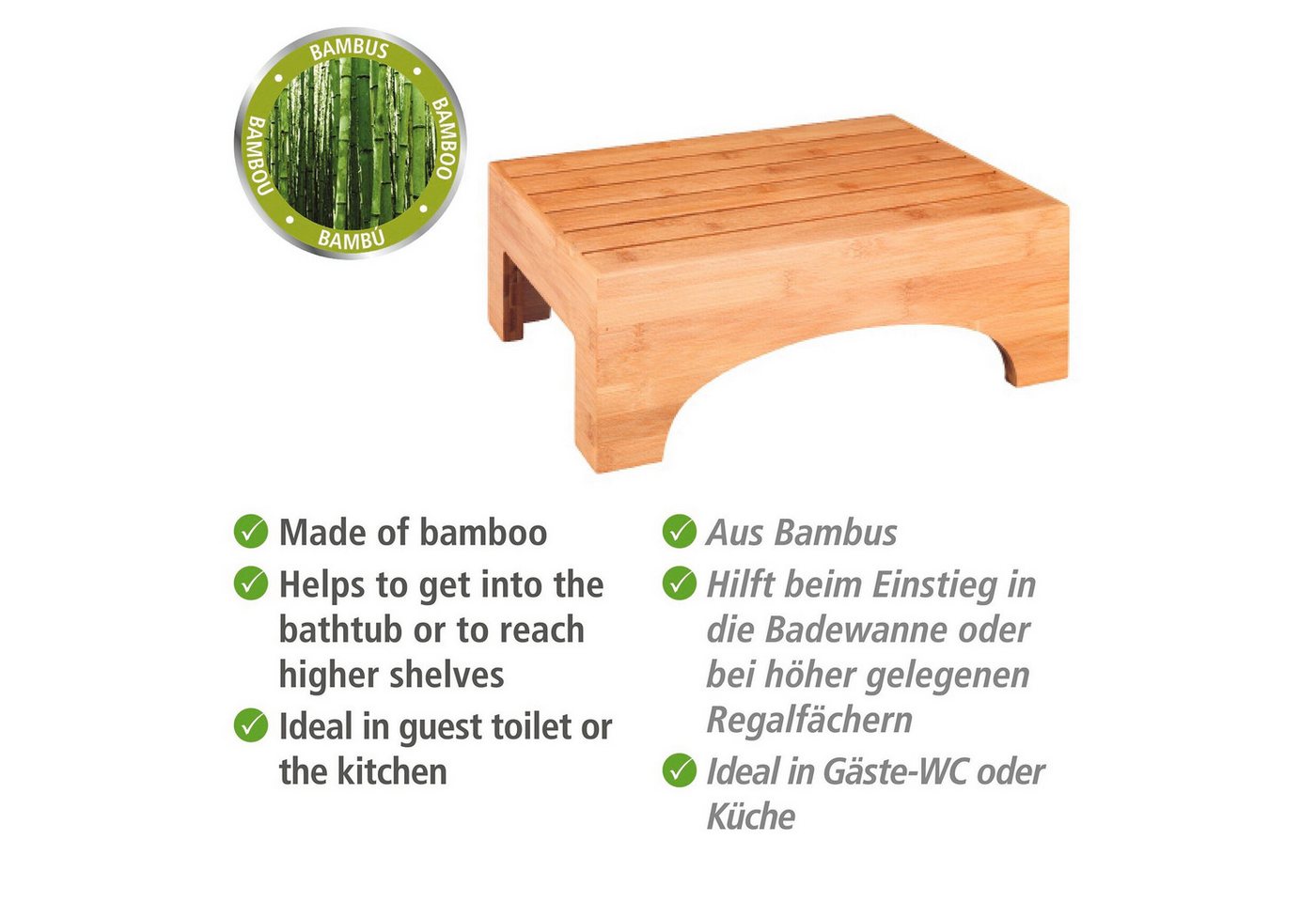 WENKO Badhocker Bambusa, BxTxH: 40x30x15cm – Bild 2 von 5