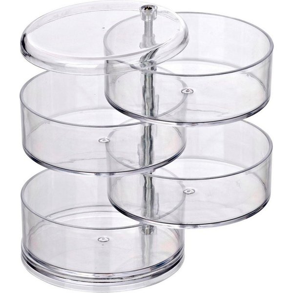 WENKO Badorganizer Tower, Kosmetik-Aufbewahrung mit 4 Fächern, transparent
