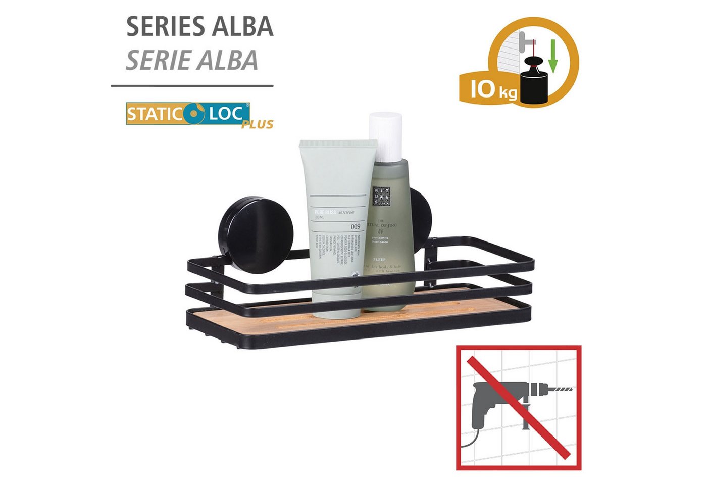 WENKO Badregal Static-Loc® Alba, Befestigen ohne bohren – Bild 2 von 5