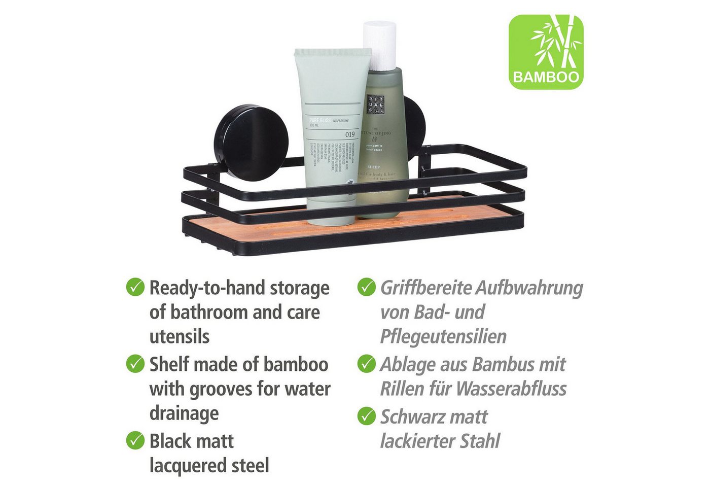 WENKO Badregal Static-Loc® Alba, Befestigen ohne bohren – Bild 3 von 5
